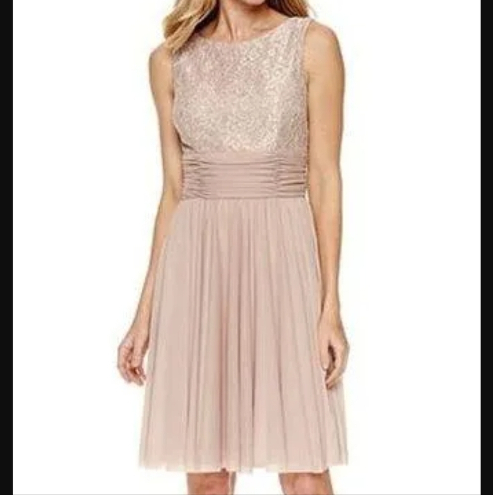 JH JESSICA HOWARD Elegant Lace Bodice Midi Dress